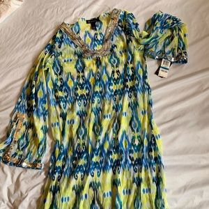 Blue/yellow swim coverup